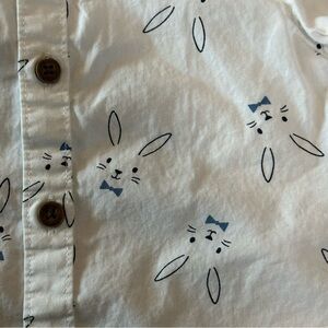 Old Navy Easter Bunny button up white shirt baby boy 6-12 mo short sleeve